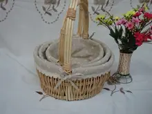 批发圆形竖编提篮 收纳篮 野餐篮 鸡蛋篮 花篮 带布里提篮 特价品