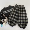 Pantalones Infantiles Mabao 2026 Otoño Nuevo Estilo Coreano Niños y Niñas Cuadros Casuales Pantalones Largos Sueltos para Bebé Versátiles