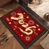 Nuevo Estilo Chino Año del Caballo Cristal Rojo Terciopelo Felpudo de Piso Felpudo de Entrada de Año Nuevo Felpudo Antideslizante para Entrada Felpudo de Entrada Resistente a Manchas