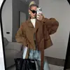 Gabardina Verde Aguacate Transfronteriza Europea y Americana Otoño/Invierno 2026 Nueva Americana Retro Corta Ajustada Ceñida a la Cintura