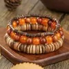 Pulsera de Cuentas Estilo Bohemio Perla Sintética Cristal Madera Set Multicapa Apilable Elástica para Hombres