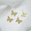 Accesorios para Collares al por Mayor Chapado en Oro Claro de 14K Zirconio Azul Mariposa Tulipán Flor de Rosa Colgante Colgante de Collar para Joyería DIY
