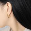 Aretes de Estilo Coreano Nuevo Nicho Ins Rectangular Asimétrico Patrón Martillado Aretes de Acero Titanio Personalizados de Moda