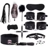Set de 11 Piezas de Cuero y Felpa Erótica SM, Juguetes Sexuales Alternativos, Juego Combinado de Esposas de Restricción para Bondage Adulto