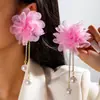 Joyería Europea y Americana, Pendientes Largos Exagerados con Borla de Perlas de Imitación y Flor, Pequeños Frescos, Pendientes Hermosos y Elegantes para Mujer