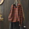 Ropa de Otoño Abrigo para Mujer Suéter Retro de Cuello Redondo a Rayas de Manga Larga Suéter Holgado de Invierno Suéter de Gama Alta para Mujer