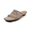 Sandalias de Malla con Pedrería Francesa Estacionales First Encounter para Mujer 2026 Nuevas de Punta Abierta Planas Versátiles para Playa