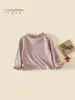 Camiseta de Manga Larga con Cuello Redondo para Niña, Nuevo Modelo Otoño 2026, Camiseta Básica Clase A para Niños, Estilo Primavera y Otoño, Top para Ropa de Bebé Niña