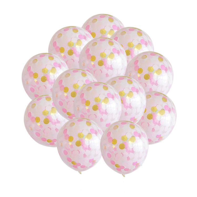 金色亮片+粉色纸片气球