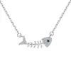 Collar de espina de pez de plata de ley 925 collar chic japonés y coreano para clavícula temperamento simple chocker de celebridad de internet regalo para novia