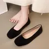 Zapatos Individuales Versátiles de Suela Plana para Viajes Diarios Zapatos de Mujer 2026 Verano Nuevos Puntera Redonda Zapatos Negros de Trabajo Mocasines de Gamuza de Corte Bajo