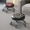 Taburete giratorio con ruedas para uso doméstico, taburete bajo para sala de estar infantil con ruedas, taburete móvil giratorio silencioso