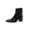 Más cómodos de llevar, suela silenciosa, piel de cordero suave, para ir al trabajo, botines adelgazantes Otoño/Invierno 2026, tacón medio grueso, punta cuadrada pequeña, botines de piel auténtica para mujer