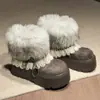 Botas de Nieve para Mujeres de Baja Estatura 2026 Nuevo Otoño Forradas de Terciopelo Cálido Zapatos de Algodón Aumentadores de Altura Botas de Piel Suela Gruesa Botas Cortas
