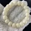 Pulseira Bodhi de Jade Branco Natural Raiz de Bodhi Branca Conta Antiga Criança de Bodhi Conta de Buda Conta de Brincadeira Literária Pulseira Bodhi para Homens e Mulheres