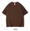 Camiseta de algodão pesado de verão 260g, manga curta, ombro caído, gola redonda, cor sólida, moda masculina e feminina, marca de adolescentes, meia manga