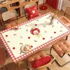Tapete de Mesa de Centro Homem Estrela Desenho Animado Toalha de Mesa Festiva Vermelha de Ano Novo Impermeável à Prova de Óleo Lavável Protetor de Mesa para Sala de Estar