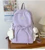Mochila para estudiante de secundaria para mujer estilo coreano versátil color sólido estudiante universitario bolsa de doble hombro ligera gran capacidad mochila de viaje para estudiante de preparatoria