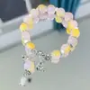 Pulsera de Jade Triturado Degradado de 10 mm para Mujer Original DIY Temperamento Alto Nivel Explosiones Transfronterizas Pulsera de Lirios