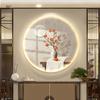 Ruyi de Caqui Luz LED Hall de Entrada de Luxo Leve Pintura Decorativa Pintura Pendurada Redonda para Restaurante Simples Moderno Senso de Alto Padrão