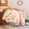 Roupas para Meninas Outono e Inverno Conjunto de Duas Peças Espesso com Forro de Lã Conjunto de Roupa de Inverno para Bebê Menina de 1 a 3 Anos Roupas da Moda