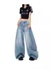 Jeans Americano Retrô de Perna Larga para Mulheres, Novo Design de Cintura Alta para o Inverno de 2025, Calças Reta Soltas Estilo Scimitar