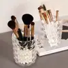 Contenedor de Almacenamiento para Brochas de Maquillaje con Patrón de Diamante Portalápices Soporte para Brochas Almacenamiento de Lápices para Cejas de Escritorio Almacenamiento de Brochas de Sombra de Ojos Caja Portalápices Transparente