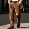 Calça Casual Masculina de Veludo Reta Estilo Britânico 2025 Calça de Terno Retro Cor Sólida para o Dia a Dia