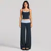 Conjunto de ropa deportiva transfronteriza para mujer, conjunto de chaleco deportivo de doble capa con bloques de color y cintura ajustable, conjunto de pantalones para correr al aire libre, Pilates y fitness