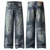Jeans vintage de calle desgastados y rotos para hombre, marca de moda, bordes deshilachados, deslavados, corte holgado, pantalones rectos de pierna ancha para hombre