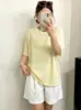 Top Casual Delgado de Cuello Redondo para Mujer Talla Grande, Blusa Holgada, Camiseta de Punto de Manga Corta Verano 2026 para Mujer Talla Grande