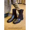Versión de cuidado personal botas cortas negras botas de montar para mujer estilo nuevo tacón grueso botas tipo Martin puntera cuadrada botas ajustadas botines mujer otoño invierno