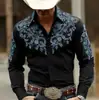 Camisa de manga larga para hombre de estilo europeo y americano, tendencia de moda vaquera occidental, camisa para hombre de estilo étnico transpirable