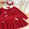 Vestido Navideño para Niña para Otoño e Invierno, Vestido de Princesa Tejido para Niños, Atuendo de Invierno para Fiesta de Primer Cumpleaños de Bebé de Un Año