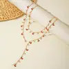 Joyería Transfronteriza Europea y Americana, Cadena Larga de Suéter con Borla, Collar de Cadena de Cristal de Imitación, Collar Personalizado de Pedrería de Nicho