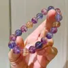 Pulsera de Fluorita Natural Vítrea Arcoíris Unicornio Púrpura de Mil Capas de 10-11 mm aprox.