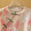 Toma Real de Nueva Camisa de Verano de Algodón y Lino de Alta Calidad, Estilo Retro Artístico, Botones, Adelgazante, Holgada, Casual, Estampada para Mujer