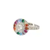 Anillo de estilo europeo redondo con piedra principal de ópalo arcoíris totalmente incrustado, banda de anillo de joyería de mano de múltiples capas circundantes incrustadas con circón de colores, anillo para el dedo índice