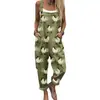(Botón de Día) Ropa de mujer transfronteriza, Amazon, estilo europeo y americano, overol de verano con botones estampado digital 3D, pantalones de tirantes casuales