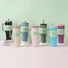 Nuevo Vaso Termo de Acero Inoxidable 304 de Aspecto Elegante Vaso para Coche de Gran Capacidad Montado en Coche Vaso Portátil para Hielo con Pajita