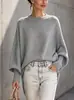 Suéter de tricô plus size com gola redonda, estilo casual e solto, cor sólida, para outono e inverno de 2026, transfronteiriço europeu e americano