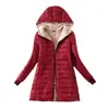 Outono e Inverno Novo Comprimento Médio 2024 Estilo Coreano Com Capuz Slim Fit Forrado com Fleece Algodão Roupa Exterior Quente Caxemira Top Jaqueta Feminina