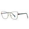 Gafas originales anti luz azul 3141 Moda europea y americana alambre de oro tirachinas espejo plano para mujer color blanco té con leche montura óptica
