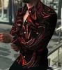 Camisa de moda de manga larga para hombre transfronteriza con estampado digital, estilo retro casual de negocios, transpirable