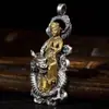 Retro Heart Sutra Guardian God Guanyin colar zodiac ano personalidade tendência velho artesanato tailandês prata homens e mulheres pingente