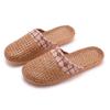 Pantuflas de lino para verano, para el hogar, transpirables, tejidas con esterilla de paja de ratán, suela gruesa, para hombre y mujer, primavera y otoño, pantuflas europeas para interior, venta al por mayor
