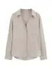 Nuevo en stockCamisa blanca de lino natural de manga larga, color liso, cuello en V, simple y versátil para mujer, casual Q252004