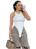 51655 Verano de Moda Europeo y Americano Nuevo Sexy Chica Caliente Cuello Redondo Corte en la Entrepierna Decoración Estéreo Body de Una Pieza