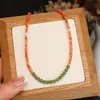 Colar de Pérolas de Água Doce Feminino Material Natural de Sichuan Vermelho do Sul Acessórios de Colar da Moda Design de Jaspe e Cera de Abelha Colar de Alta Qualidade