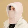 Gorro Lei Feng de Plumón para Mujer en Otoño e Invierno, Calentador de Cuello Engrosado Integrado, Gorro Cálido y a Prueba de Frío, Mascarilla Facial, Gorro Cortavientos para Ciclismo, para Hombre